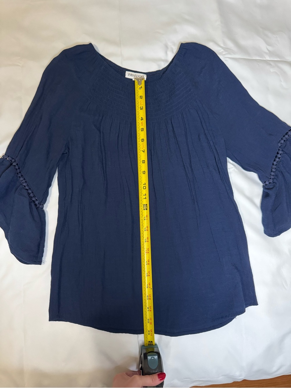 Westport Navy Blue 3/4 Bell Sleeve Tunic, Women’s Small - Picture 7 of 7
